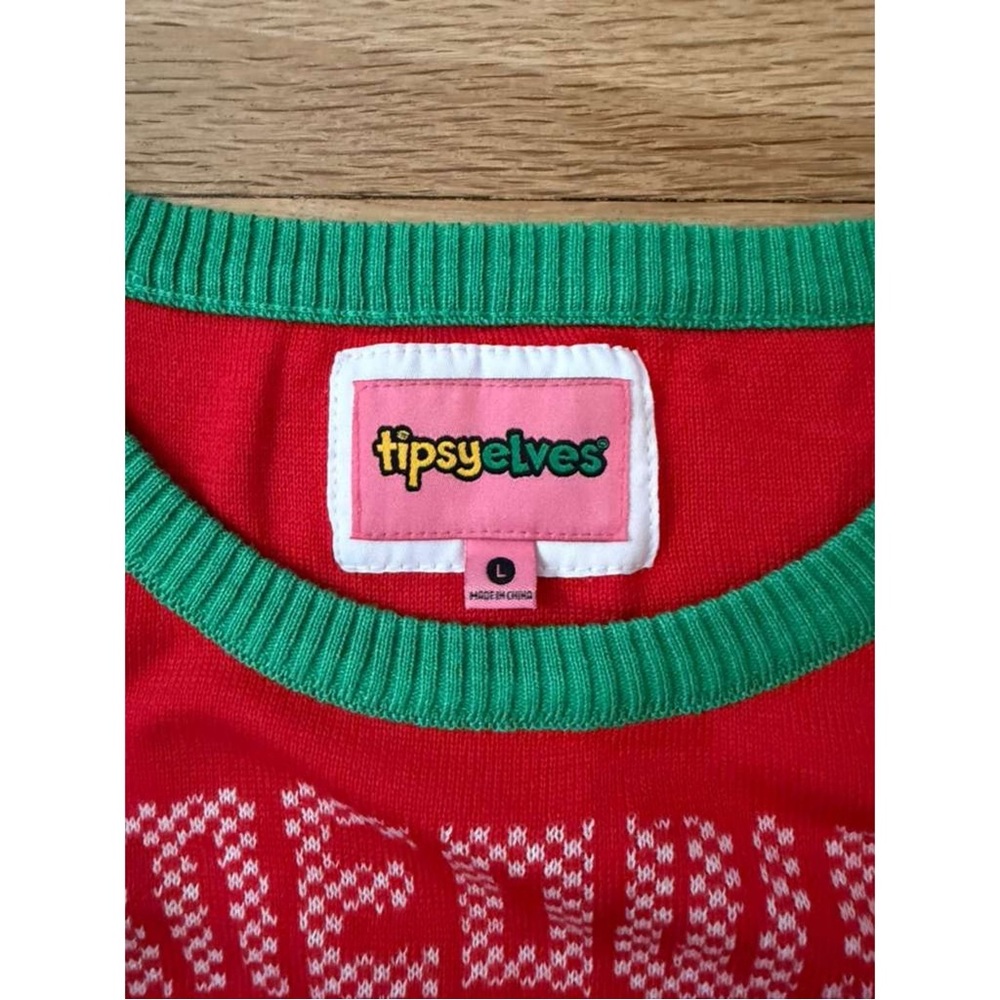 Tipsy Elves Meowy Christmas Adorable Kitten in a Wreath Holiday Pullover Sweater - Picture 7 of 14